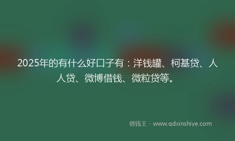 2025年的有什么好口子有：洋钱罐、柯基贷、人人贷、微博借钱、微粒贷等。