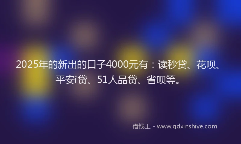 2025年的新出的口子4000元有：读秒贷、花呗、平安i贷、51人品贷、省呗等。
