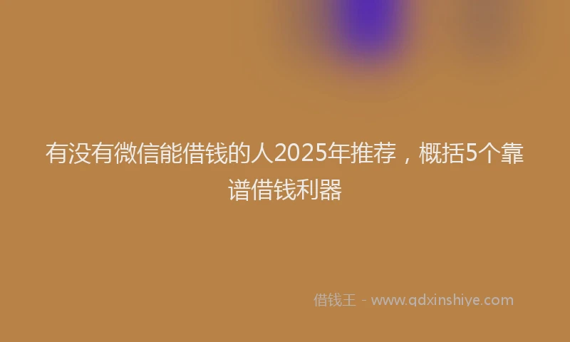 有没有微信能借钱的人2025年推荐，概括5个靠谱借钱利器