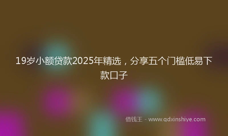 19岁小额贷款2025年精选，分享五个门槛低易下款口子