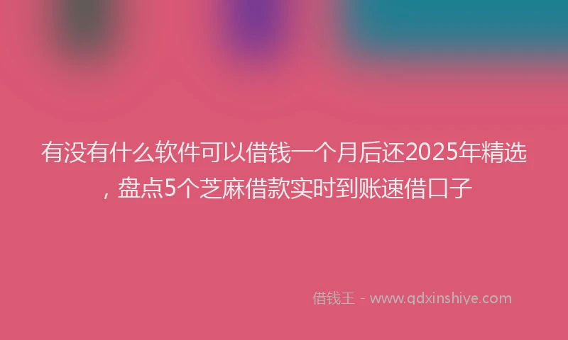 有没有什么软件可以借钱一个月后还2025年精选，盘点5个芝麻借款实时到账速借口子