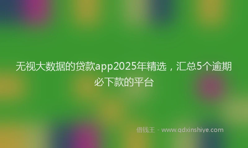 无视大数据的贷款app2025年精选，汇总5个逾期必下款的平台