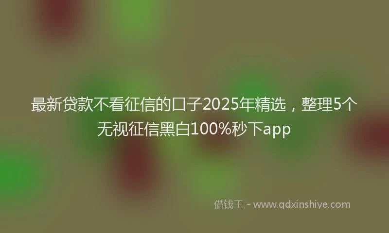 最新贷款不看征信的口子2025年精选，整理5个无视征信黑白100%秒下app
