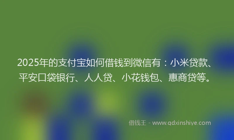2025年的支付宝如何借钱到微信有：小米贷款、平安口袋银行、人人贷、小花钱包、惠商贷等。