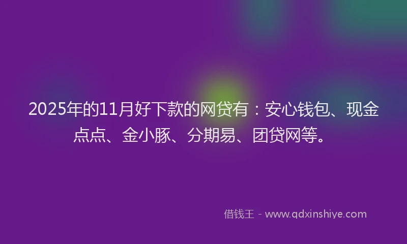 2025年的11月好下款的网贷有：安心钱包、现金点点、金小豚、分期易、团贷网等。