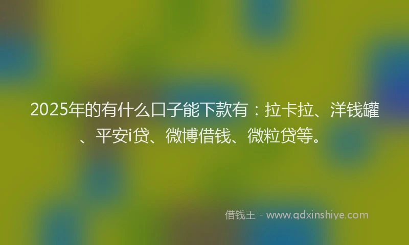 2025年的有什么口子能下款有：拉卡拉、洋钱罐、平安i贷、微博借钱、微粒贷等。