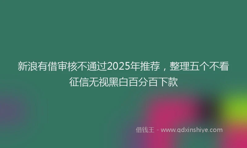 新浪有借审核不通过2025年推荐，整理五个不看征信无视黑白百分百下款