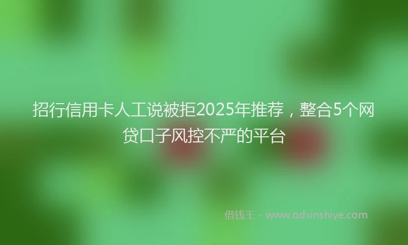 招行信用卡人工说被拒2025年推荐，整合5个网贷口子风控不严的平台