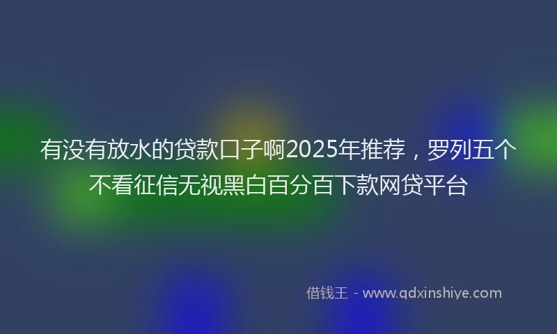 有没有放水的贷款口子啊2025年推荐，罗列五个不看征信无视黑白百分百下款网贷平台