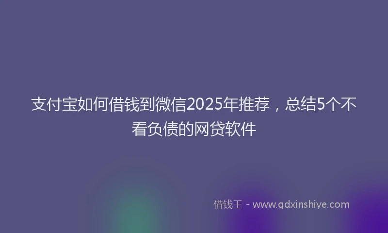 支付宝如何借钱到微信2025年推荐，总结5个不看负债的网贷软件