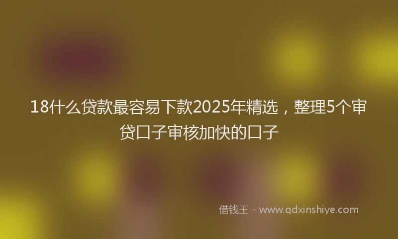 18什么贷款最容易下款2025年精选,整理5个审贷口子审核加快的口子