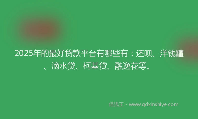 2025年的最好贷款平台有哪些有：还呗、洋钱罐、滴水贷、柯基贷、融逸花等。