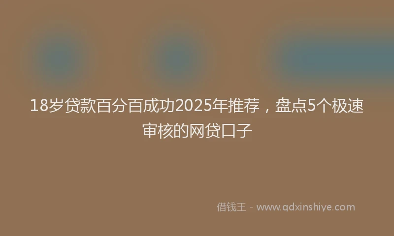 18岁贷款百分百成功2025年推荐，盘点5个极速审核的网贷口子