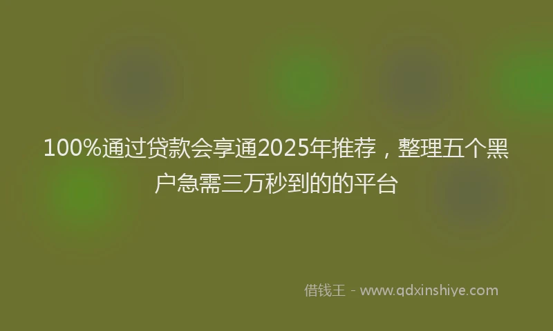 100%通过贷款会享通2025年推荐，整理五个黑户急需三万秒到的的平台