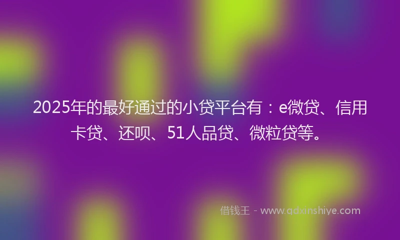 2025年的最好通过的小贷平台有：e微贷、信用卡贷、还呗、51人品贷、微粒贷等。