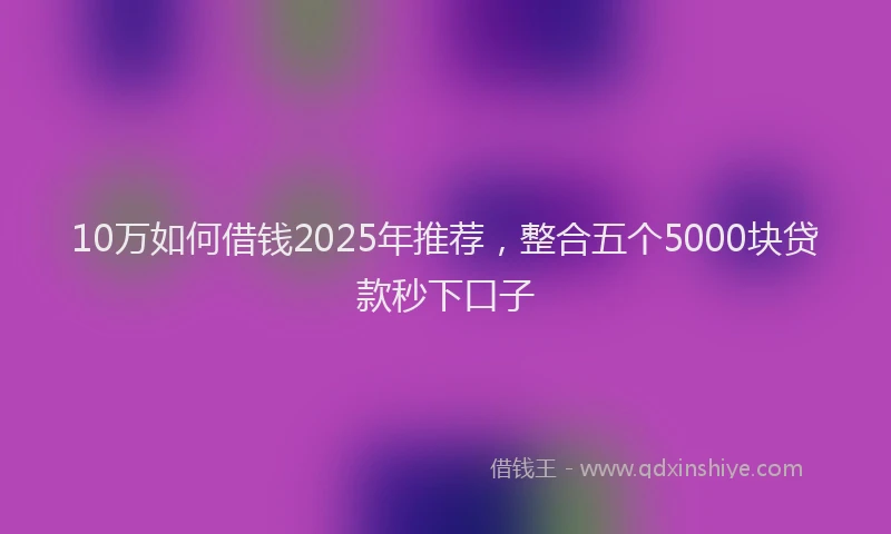 10万如何借钱2025年推荐，整合五个5000块贷款秒下口子