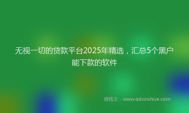 无视一切的贷款平台2025年精选，汇总5个黑户能下款的软件