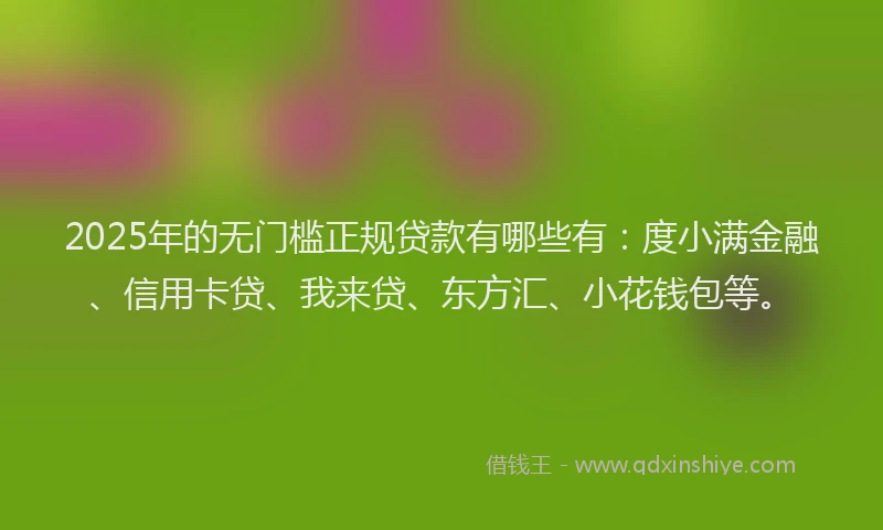 2025年的无门槛正规贷款有哪些有：度小满金融、信用卡贷、我来贷、东方汇、小花钱包等。