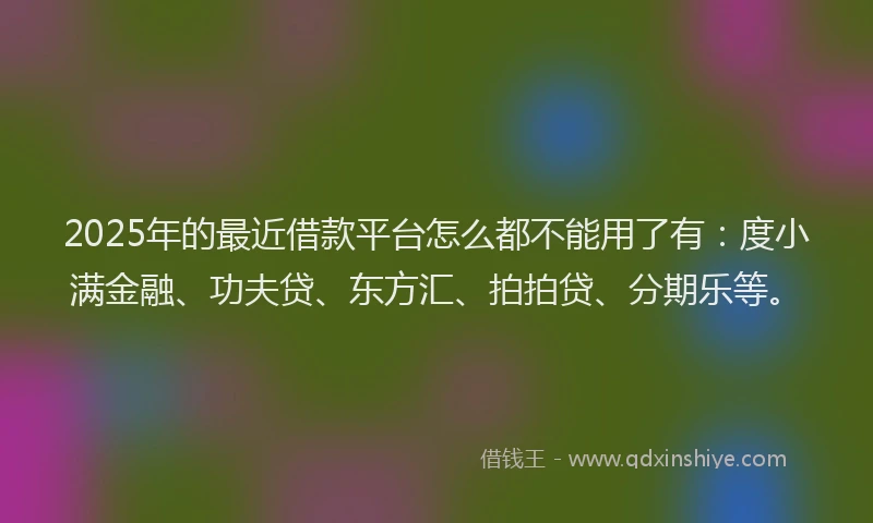 2025年的最近借款平台怎么都不能用了有：度小满金融、功夫贷、东方汇、拍拍贷、分期乐等。