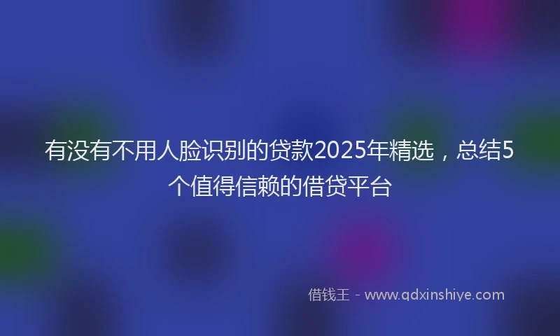 有没有不用人脸识别的贷款2025年精选，总结5个值得信赖的借贷平台