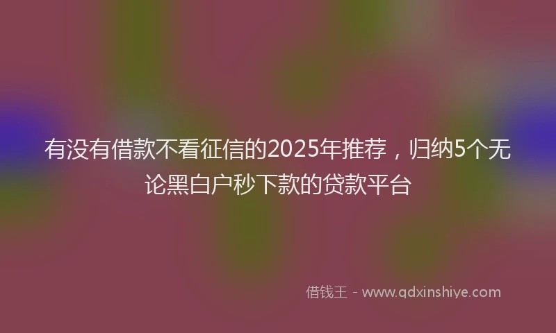 有没有借款不看征信的2025年推荐，归纳5个无论黑白户秒下款的贷款平台