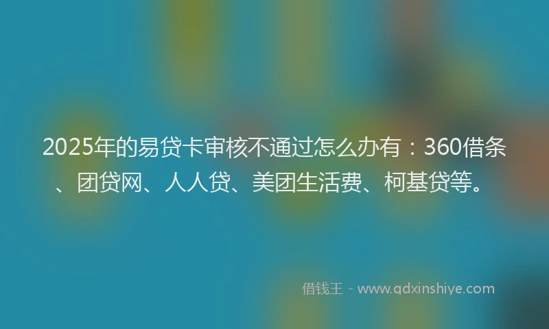 2025年的易贷卡审核不通过怎么办有：360借条、团贷网、人人贷、美团生活费、柯基贷等。