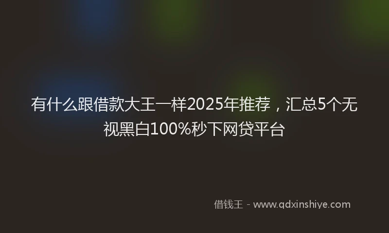 有什么跟借款大王一样2025年推荐，汇总5个无视黑白100%秒下网贷平台