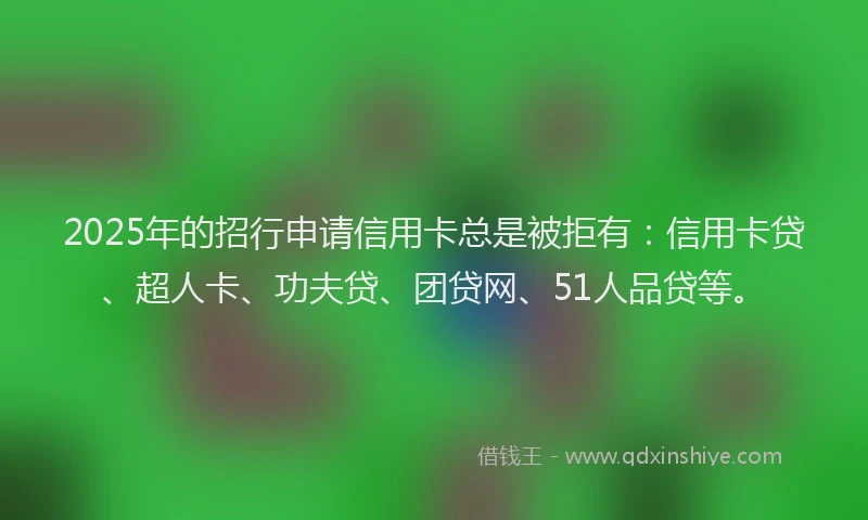 2025年的招行申请信用卡总是被拒有：信用卡贷、超人卡、功夫贷、团贷网、51人品贷等。