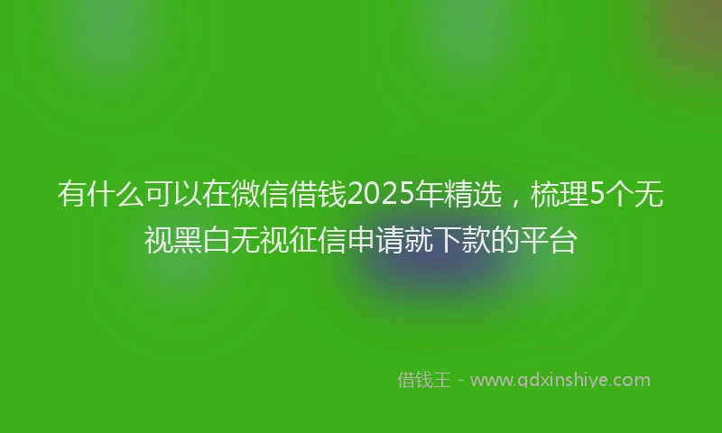 有什么可以在微信借钱2025年精选，梳理5个无视黑白无视征信申请就下款的平台