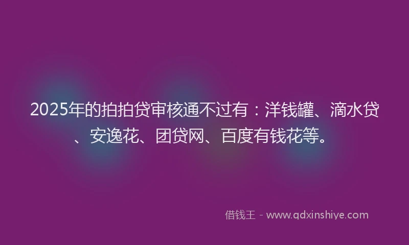 2025年的拍拍贷审核通不过有：洋钱罐、滴水贷、安逸花、团贷网、百度有钱花等。