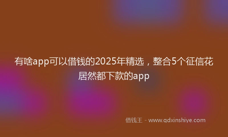 有啥app可以借钱的2025年精选，整合5个征信花居然都下款的app