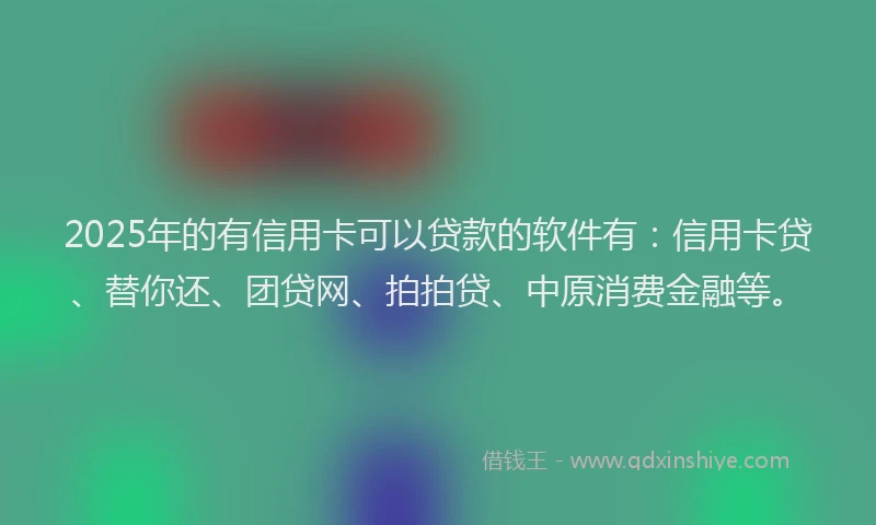 2025年的有信用卡可以贷款的软件有：信用卡贷、替你还、团贷网、拍拍贷、中原消费金融等。