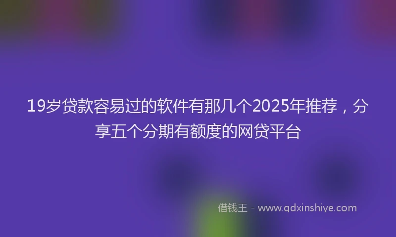 19岁贷款容易过的软件有那几个2025年推荐，分享五个分期有额度的网贷平台