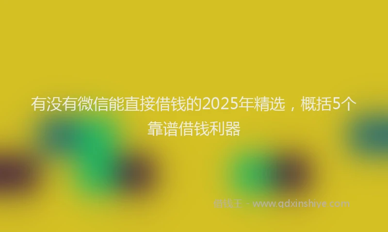 有没有微信能直接借钱的2025年精选，概括5个靠谱借钱利器