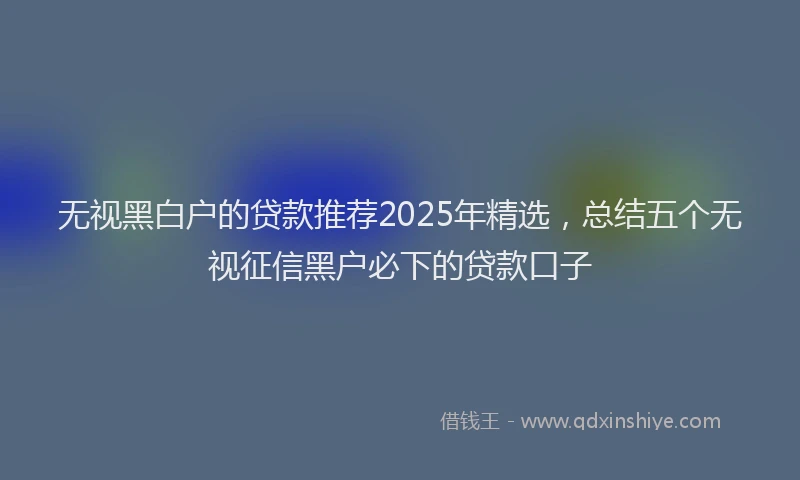 无视黑白户的贷款推荐2025年精选，总结五个无视征信黑户必下的贷款口子