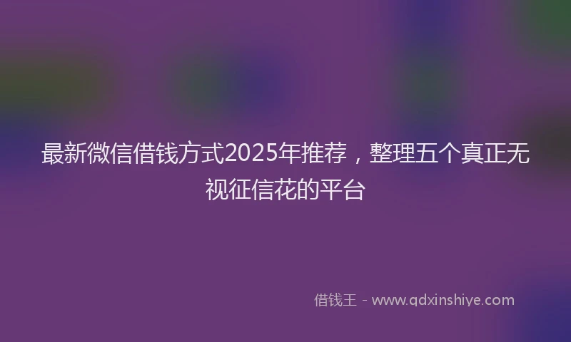 最新微信借钱方式2025年推荐，整理五个真正无视征信花的平台