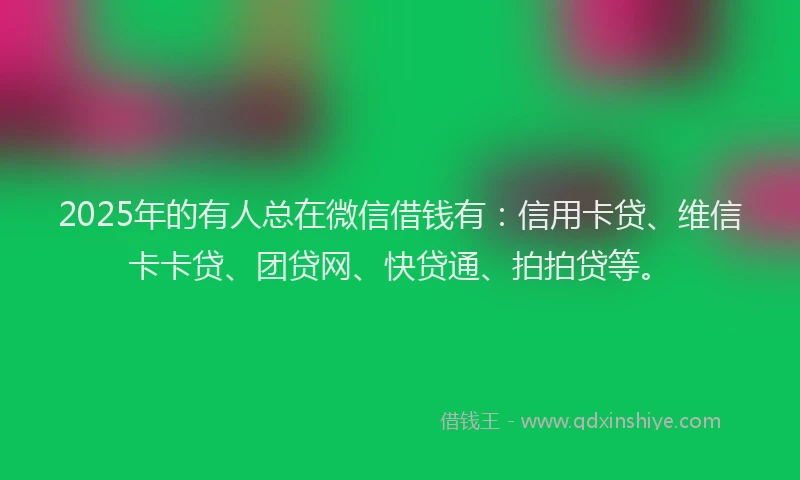 2025年的有人总在微信借钱有：信用卡贷、维信卡卡贷、团贷网、快贷通、拍拍贷等。