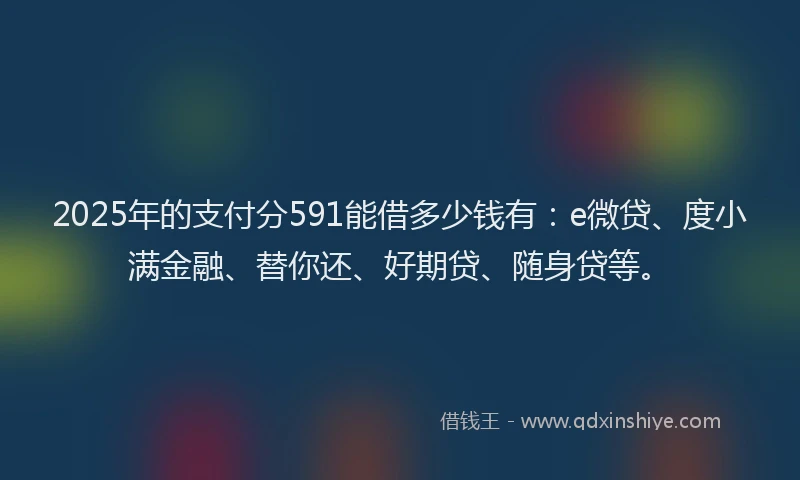 2025年的支付分591能借多少钱有：e微贷、度小满金融、替你还、好期贷、随身贷等。