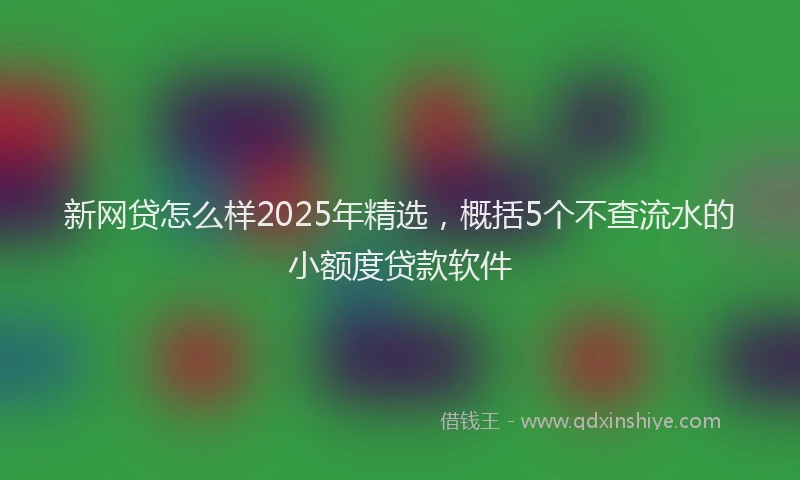 新网贷怎么样2025年精选，概括5个不查流水的小额度贷款软件
