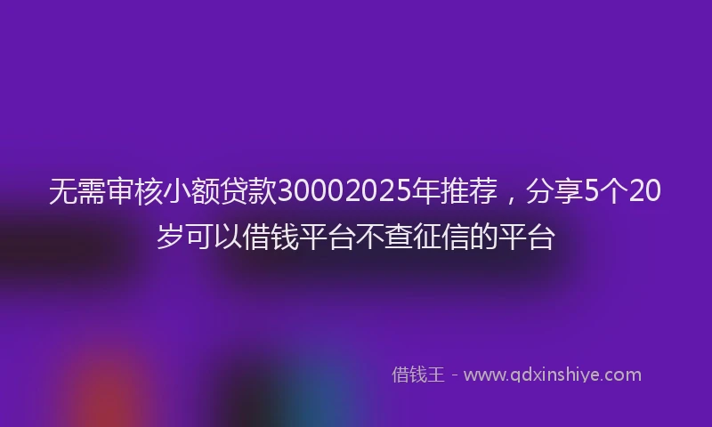 无需审核小额贷款30002025年推荐，分享5个20岁可以借钱平台不查征信的平台
