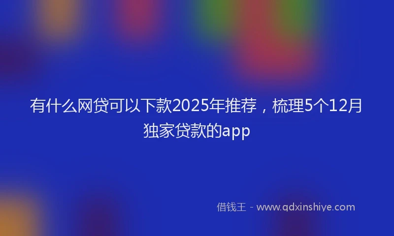 有什么网贷可以下款2025年推荐，梳理5个12月独家贷款的app