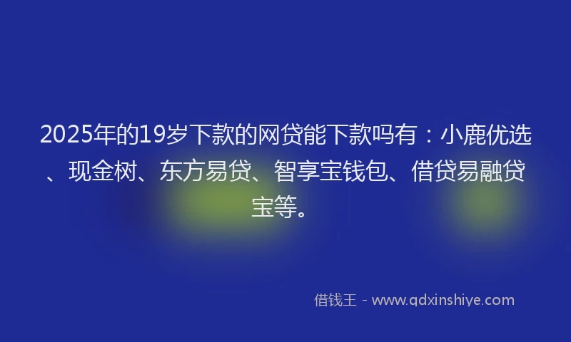 2025年的19岁下款的网贷能下款吗有：小鹿优选、现金树、东方易贷、智享宝钱包、借贷易融贷宝等。