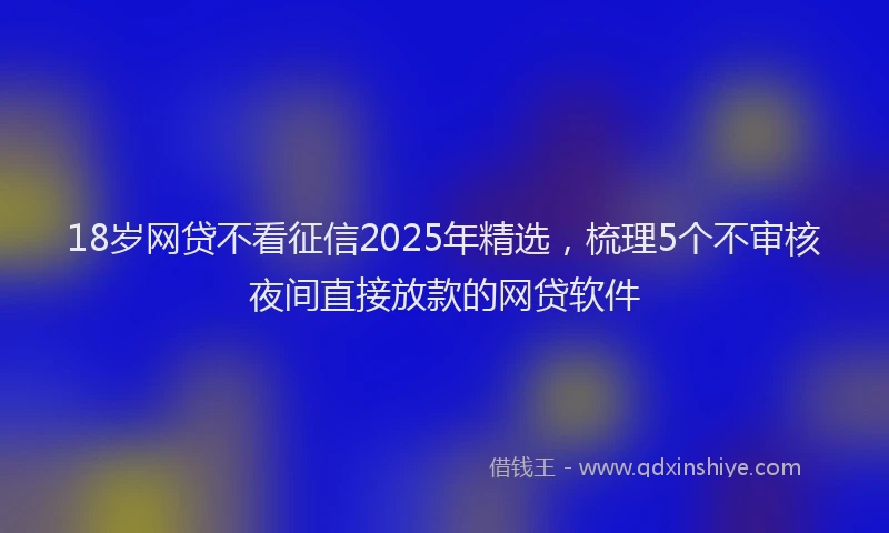 18岁网贷不看征信2025年精选，梳理5个不审核夜间直接放款的网贷软件