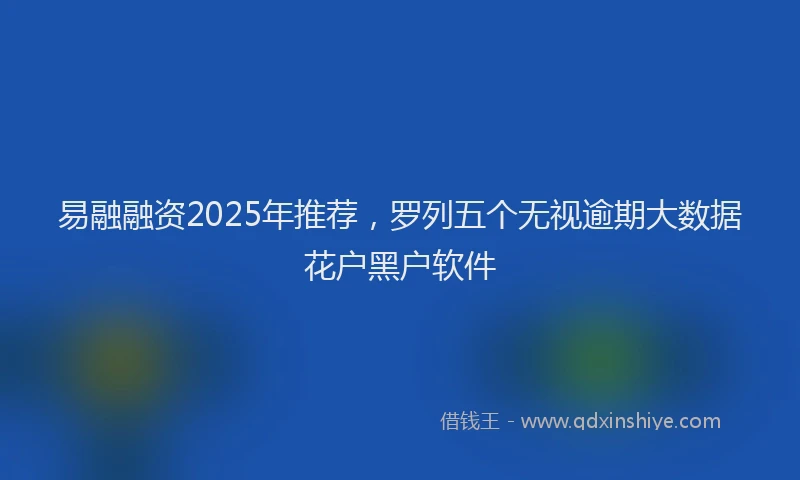 易融融资2025年推荐，罗列五个无视逾期大数据花户黑户软件