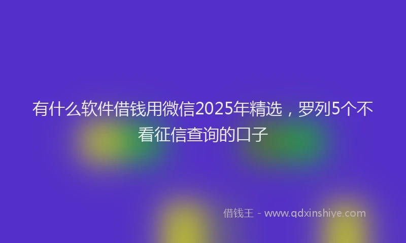 有什么软件借钱用微信2025年精选，罗列5个不看征信查询的口子