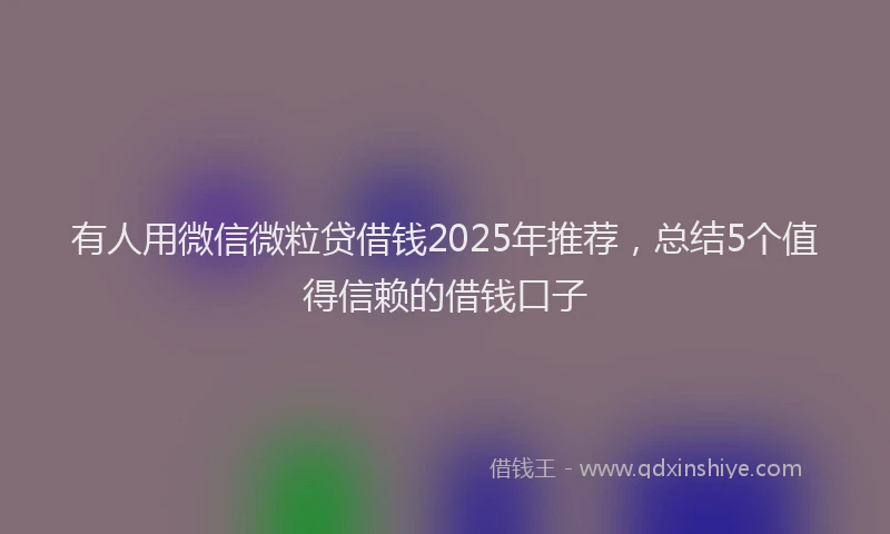 有人用微信微粒贷借钱2025年推荐，总结5个值得信赖的借钱口子
