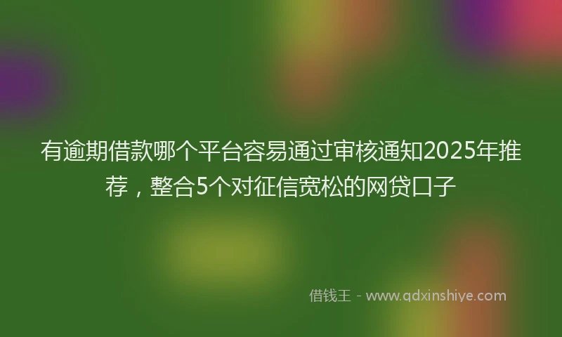 有逾期借款哪个平台容易通过审核通知2025年推荐，整合5个对征信宽松的网贷口子