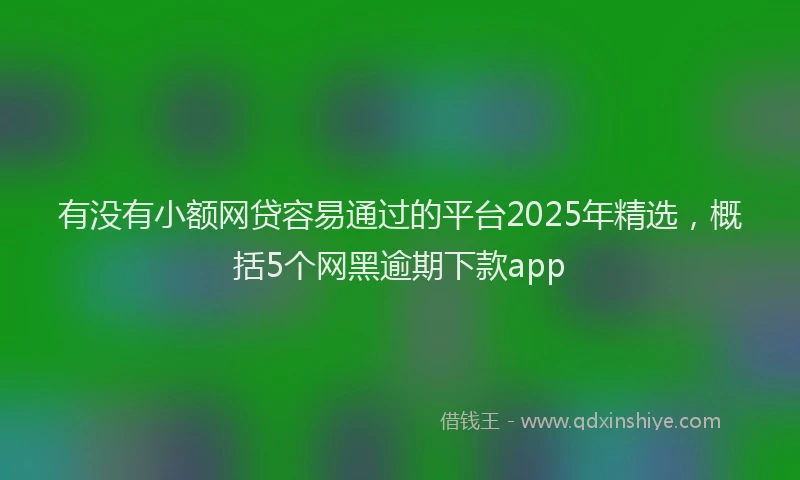 有没有小额网贷容易通过的平台2025年精选，概括5个网黑逾期下款app
