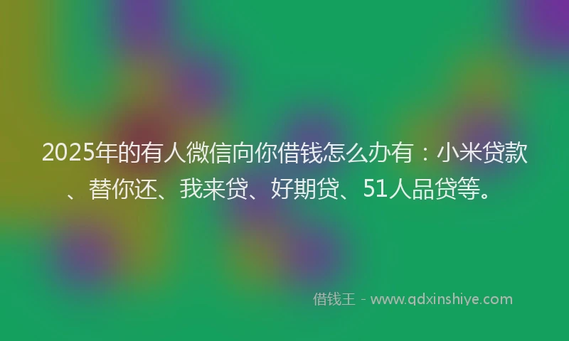 2025年的有人微信向你借钱怎么办有：小米贷款、替你还、我来贷、好期贷、51人品贷等。