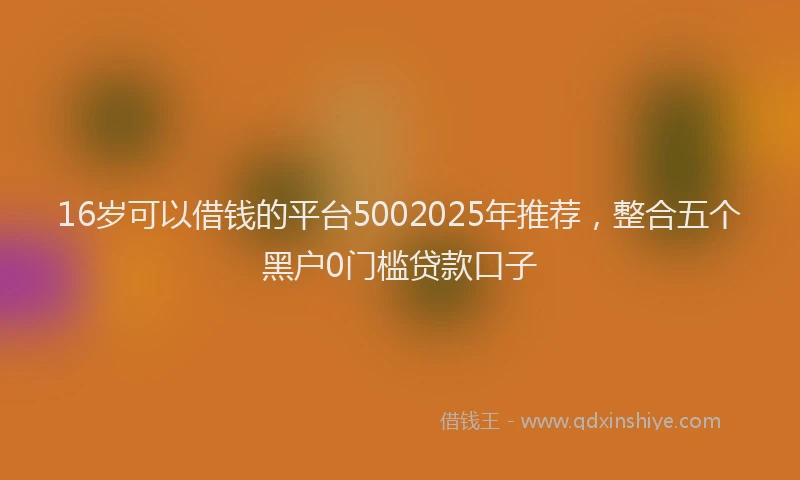 16岁可以借钱的平台5002025年推荐，整合五个黑户0门槛贷款口子